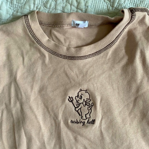 Brown Garage baby-tee. Size large, could fit medium. - Picture 2 of 2